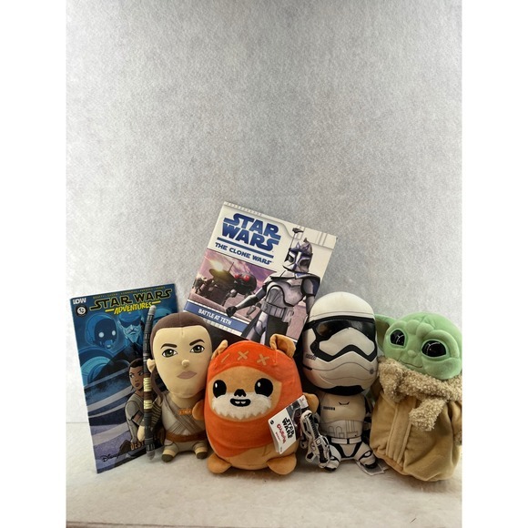 Disney Other - Star Wars Plush Toy & Graphic Novel Lot Kids OS‎ Multicolor Good Grogu Rey Ewok